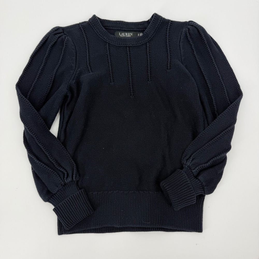 Polo Ralph Lauren Navy Blue Cotton Shaker Knit Crewneck Sweater Mens Small